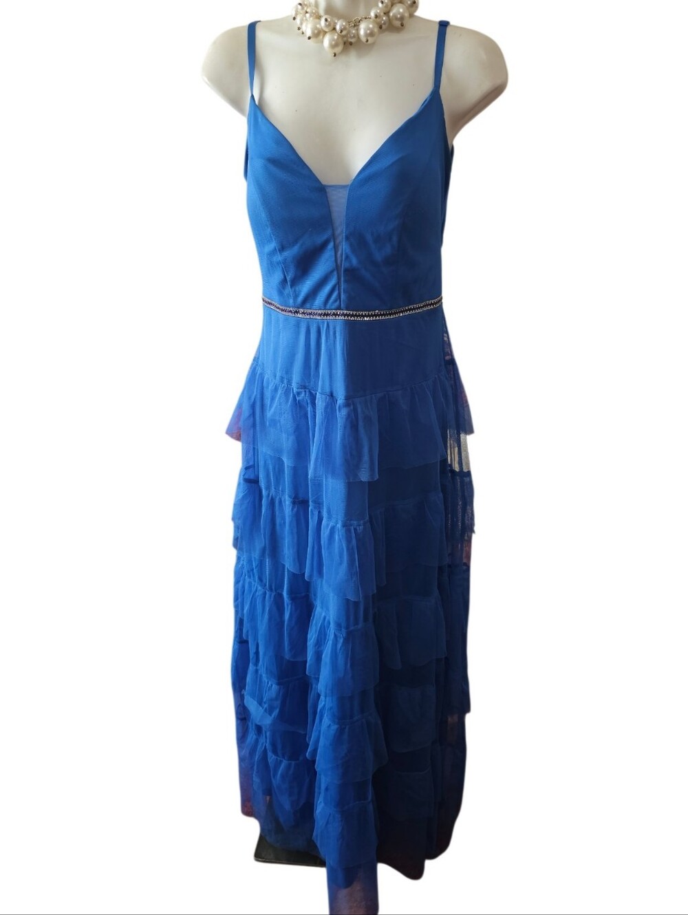 💰Amore Bella Blue Tiered Ruffle Maxi Dress - Women